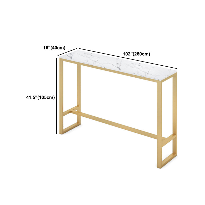 Glam 1/4 Pieces Bar Table Set Rectangle Stone Counter Table with High Stools for Balcony