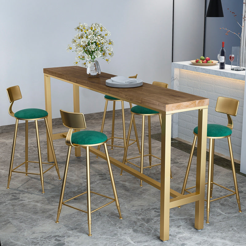 Glam Style Rectangle Bar Table 1/6 Pieces Solid Wood Counter Table