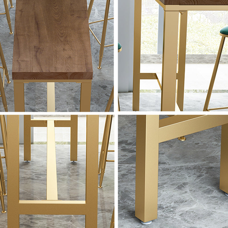 Glam Style Rectangle Bar Table 1/6 Pieces Solid Wood Counter Table