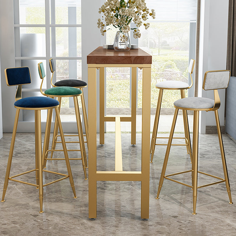 Glam Style Rectangle Bar Table 1/6 Pieces Solid Wood Counter Table