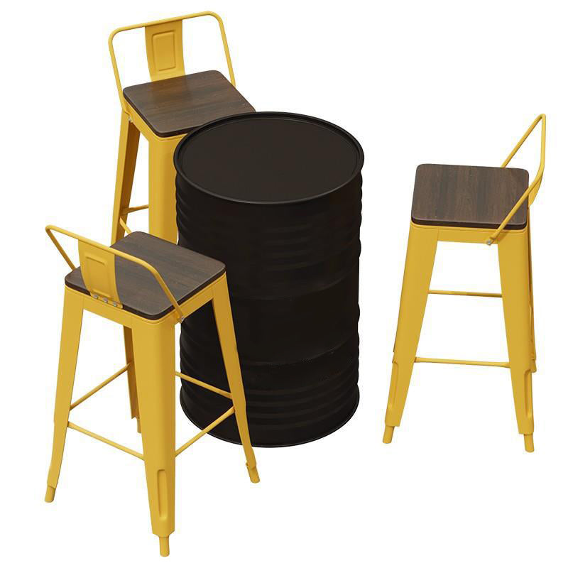 Yellow Iron Table Set 1/3/4 Pieces Industrial Bar Stool and Table Set