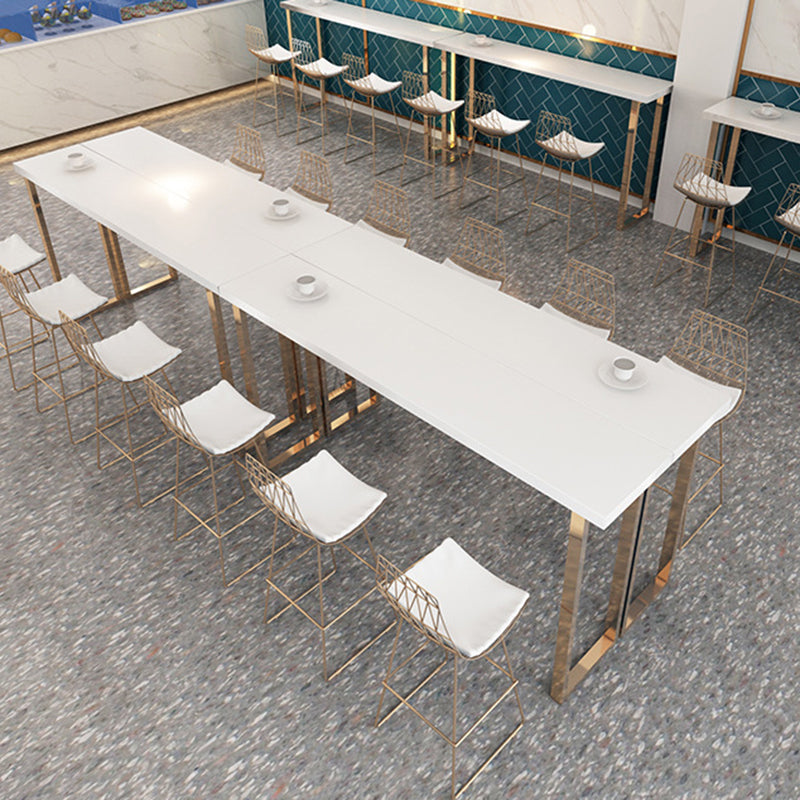 Glam Rectangle Bar Table Set 1/7 Pieces Solid Wood Counter Table for Indoor