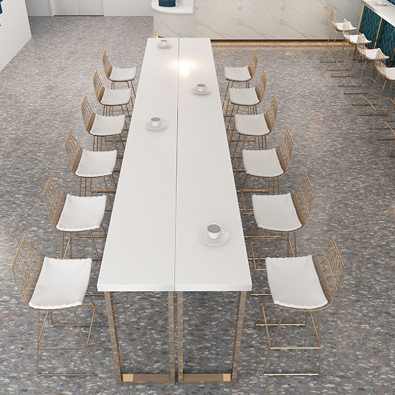 Glam Rectangle Bar Table Set 1/7 Pieces Solid Wood Counter Table for Indoor