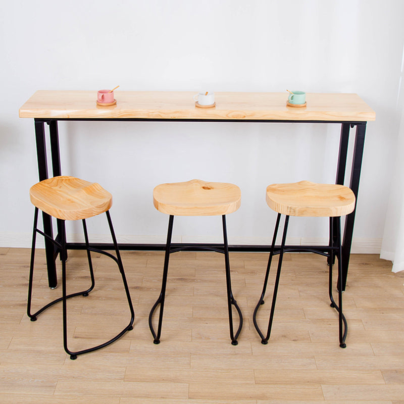 Solid Wood Bar Table Set Full Natural and Black 1/2/4 Pieces Pub Dining Set