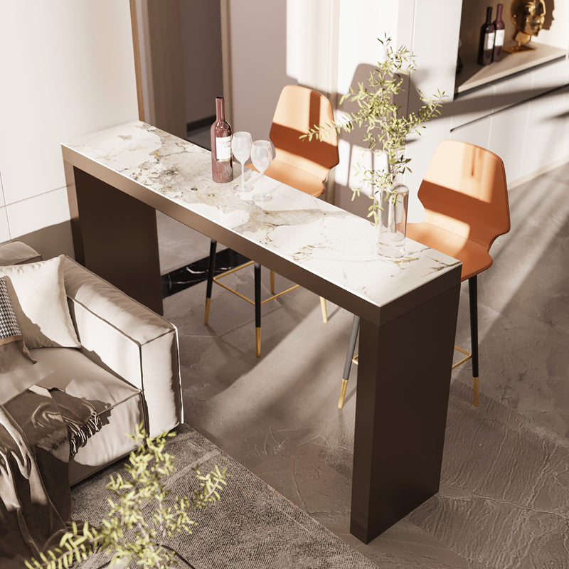 Modern 1/2/3 Pieces Bar Table Set Rectangle Stone Counter Table with Stools for Balcony