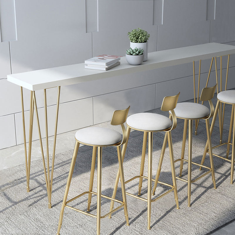 Glam Rectangle Bar Table 1/2/3 Pieces Solid Wood Counter Table with Upholstered Stools