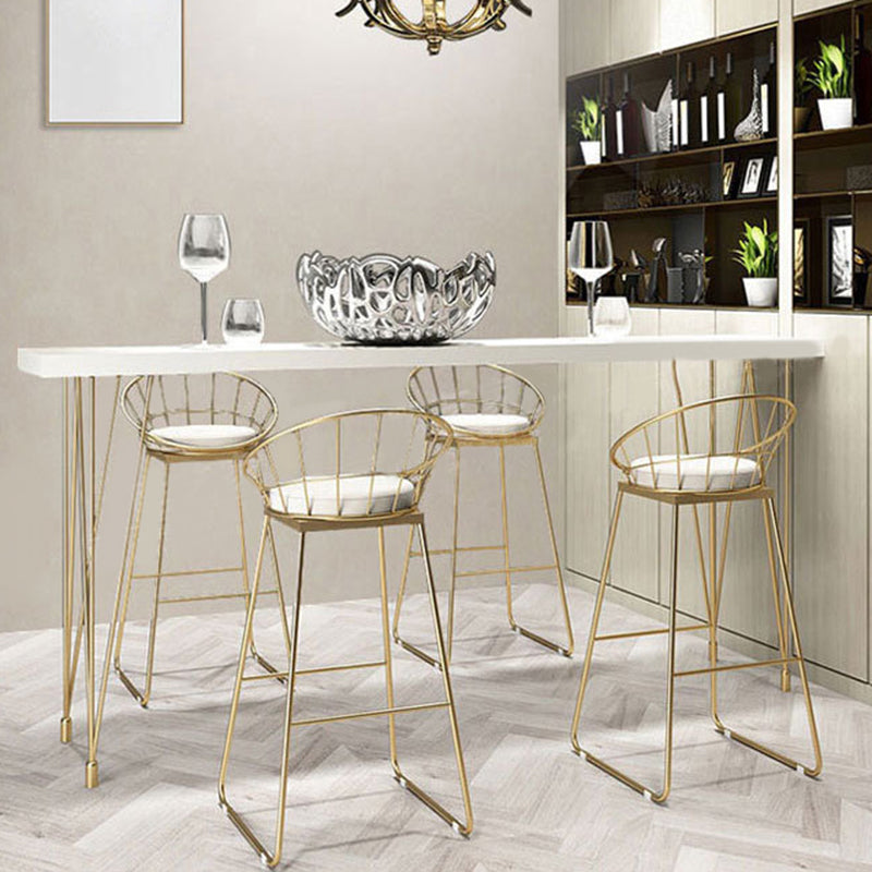 Glam Rectangle Bar Table 1/2/3 Pieces Solid Wood Counter Table with Upholstered Stools