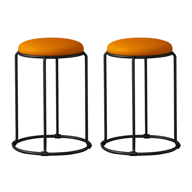 Modern Ottoman Leather Upholstered Tear Resistant Round Ottoman with Chair Legs