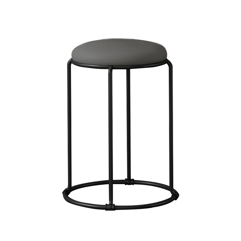 Modern Ottoman Leather Upholstered Tear Resistant Round Ottoman with Chair Legs