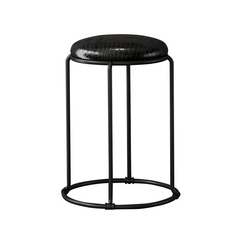 Modern Ottoman Leather Upholstered Tear Resistant Round Ottoman with Chair Legs