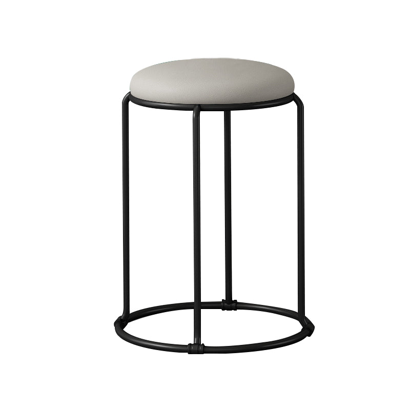 Modern Ottoman Leather Upholstered Tear Resistant Round Ottoman with Chair Legs