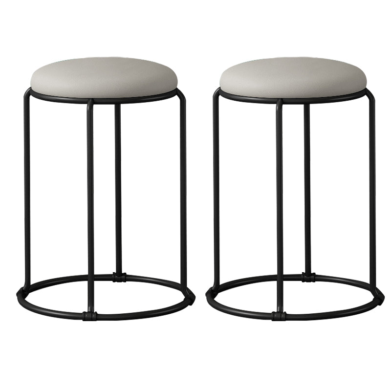 Modern Ottoman Leather Upholstered Tear Resistant Round Ottoman with Chair Legs