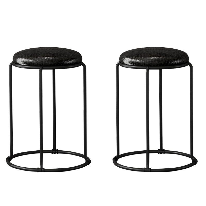 Modern Ottoman Leather Upholstered Tear Resistant Round Ottoman with Chair Legs