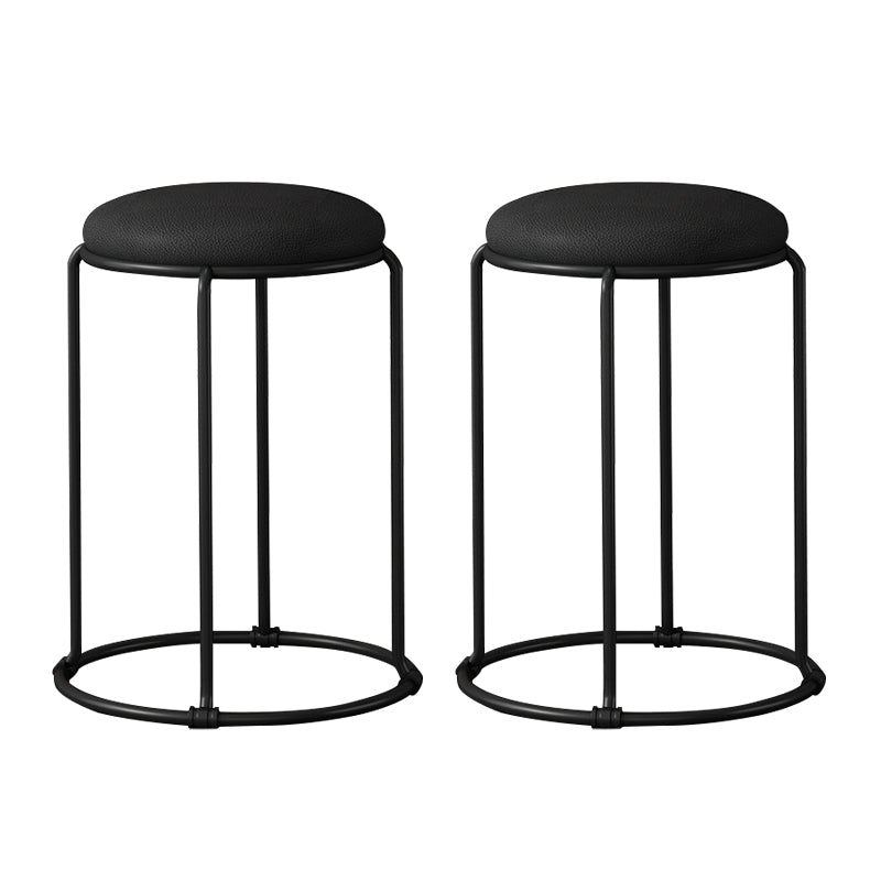 Modern Ottoman Leather Upholstered Tear Resistant Round Ottoman with Chair Legs