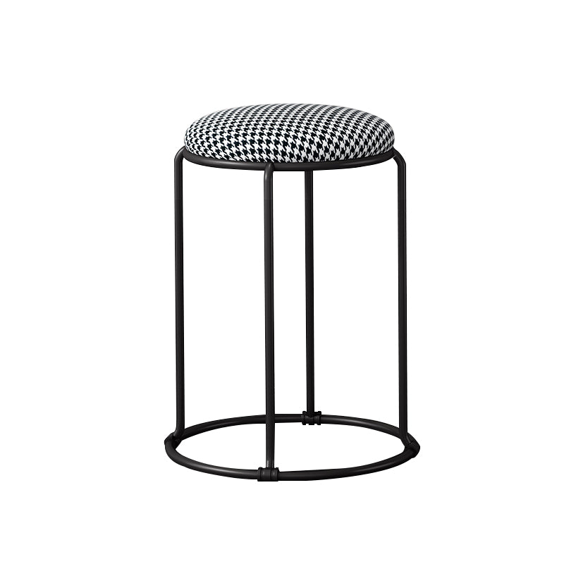 Modern Ottoman Leather Upholstered Tear Resistant Round Ottoman with Chair Legs