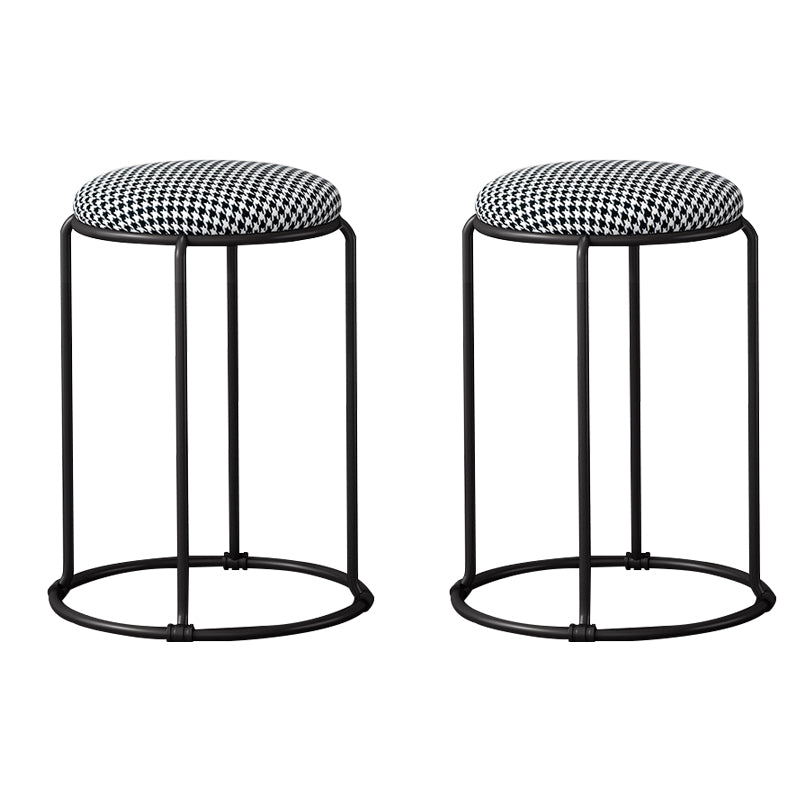 Modern Ottoman Leather Upholstered Tear Resistant Round Ottoman with Chair Legs