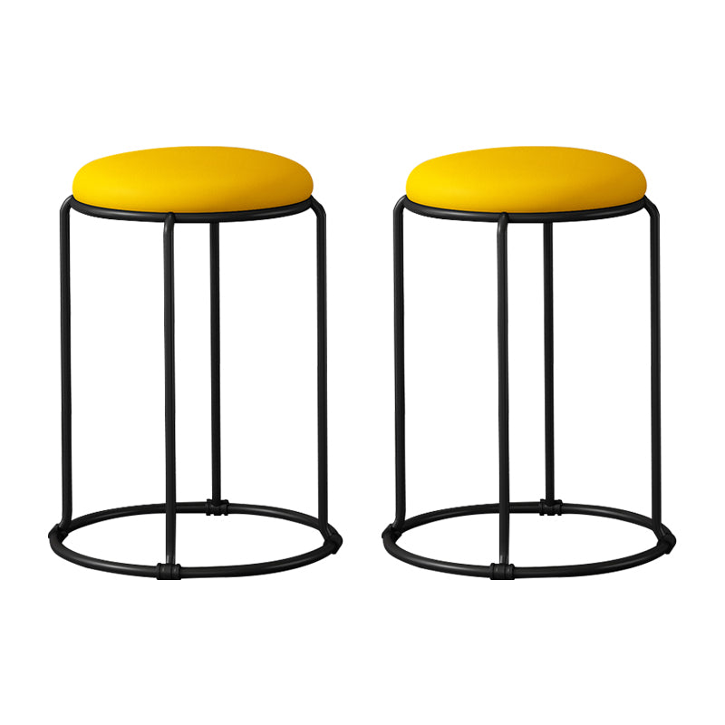 Modern Ottoman Leather Upholstered Tear Resistant Round Ottoman with Chair Legs