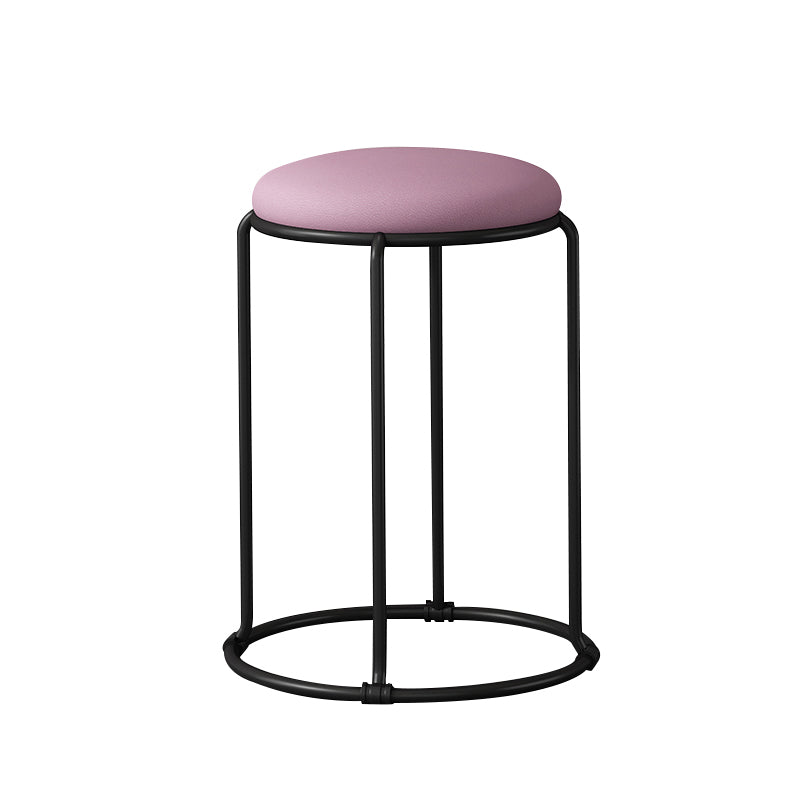 Modern Ottoman Leather Upholstered Tear Resistant Round Ottoman with Chair Legs