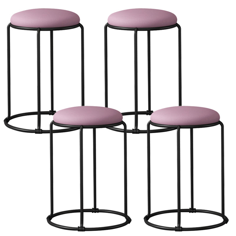 Modern Ottoman Leather Upholstered Tear Resistant Round Ottoman with Chair Legs