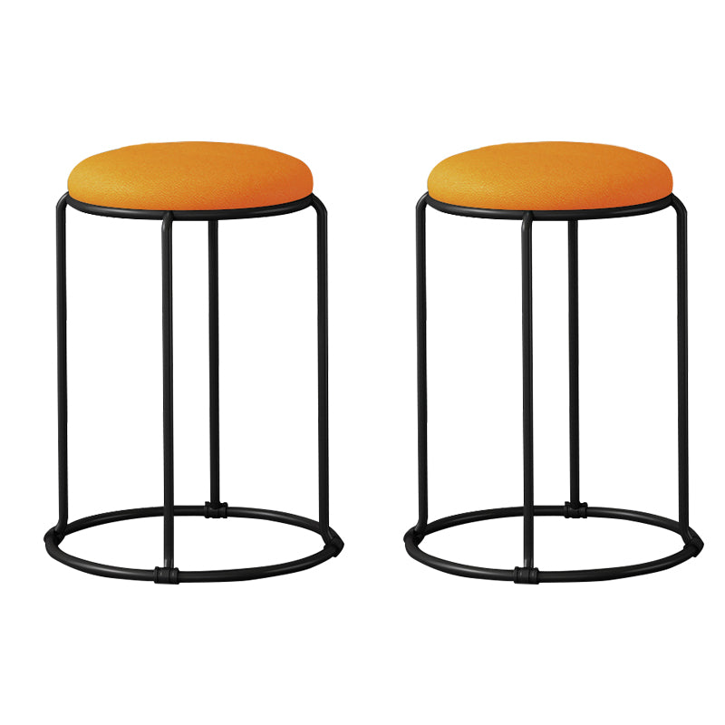 Modern Ottoman Leather Upholstered Tear Resistant Round Ottoman with Chair Legs