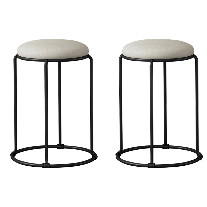 Modern Ottoman Leather Upholstered Tear Resistant Round Ottoman with Chair Legs