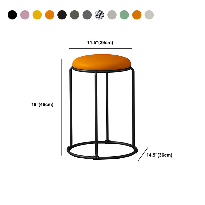 Modern Ottoman Leather Upholstered Tear Resistant Round Ottoman with Chair Legs