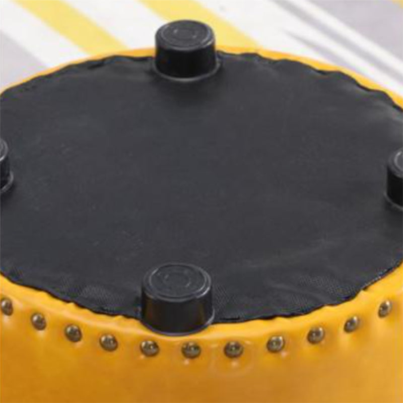 Round Contemporary Pouf Pure Color Nailhead Trim PU Leather Pouf Ottoman