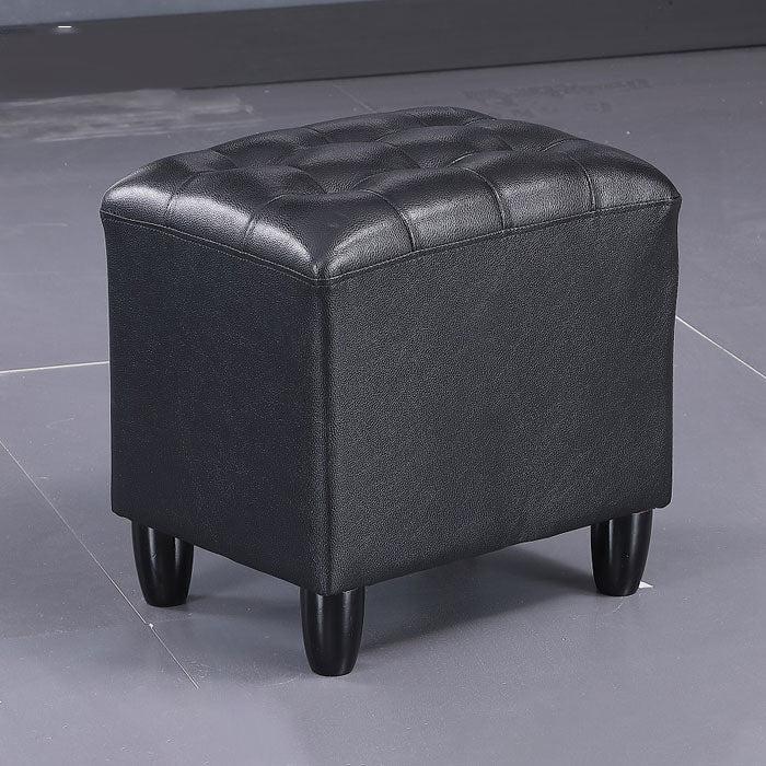 Faux Leather Black Standard Rectangle Pure Color Indoor Standard