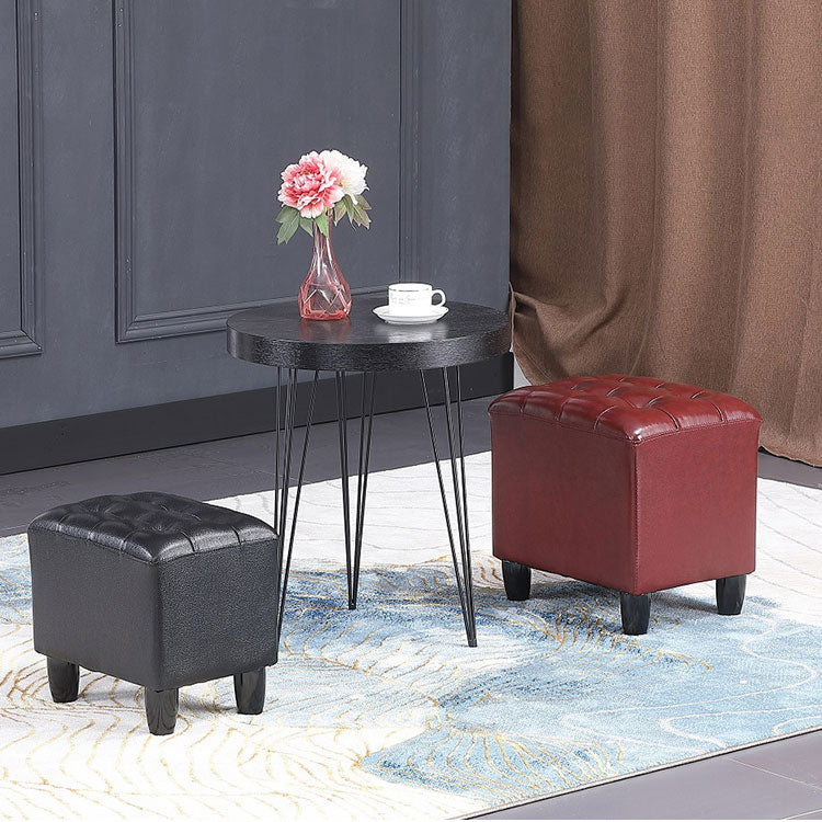 Faux Leather Black Standard Rectangle Pure Color Indoor Standard