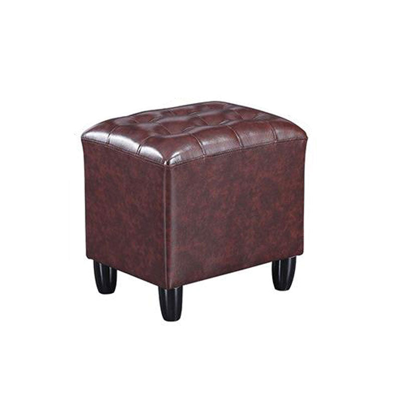 Faux Leather Black Standard Rectangle Pure Color Indoor Standard