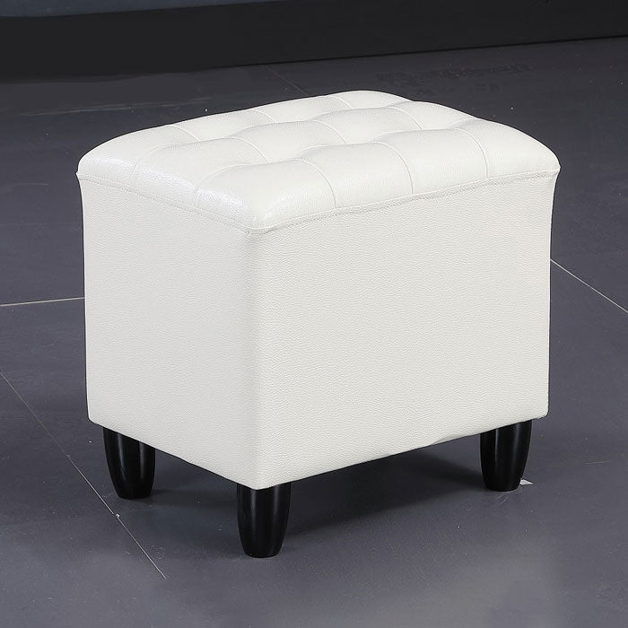 Faux Leather Black Standard Rectangle Pure Color Indoor Standard