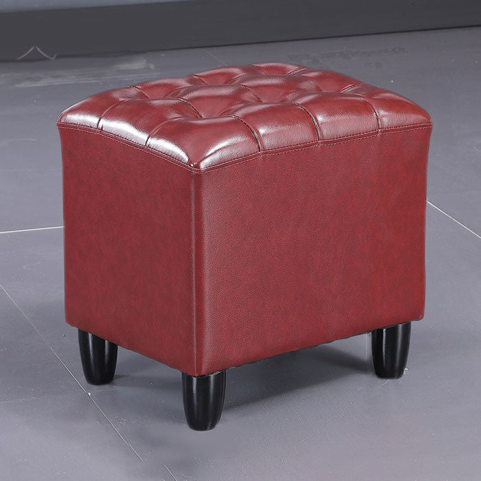 Faux Leather Black Standard Rectangle Pure Color Indoor Standard