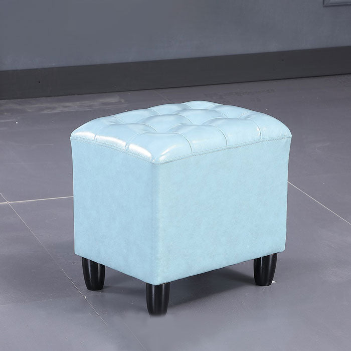 Faux Leather Black Standard Rectangle Pure Color Indoor Standard