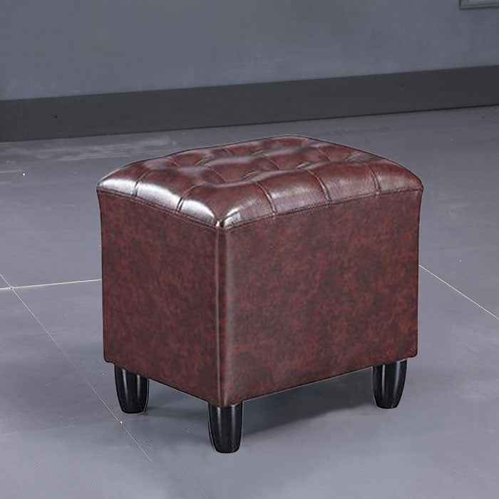 Faux Leather Black Standard Rectangle Pure Color Indoor Standard