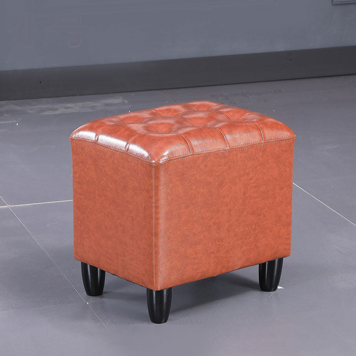 Faux Leather Black Standard Rectangle Pure Color Indoor Standard