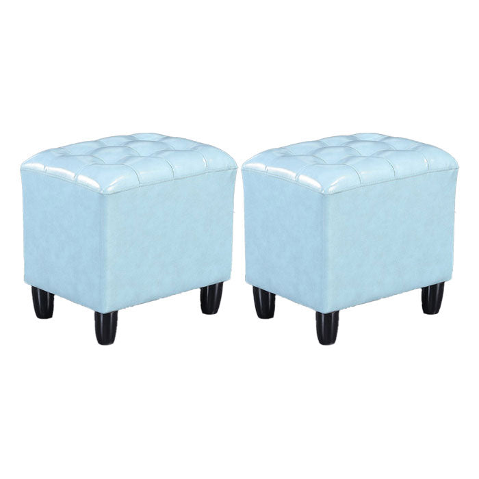 Faux Leather Black Standard Rectangle Pure Color Indoor Standard