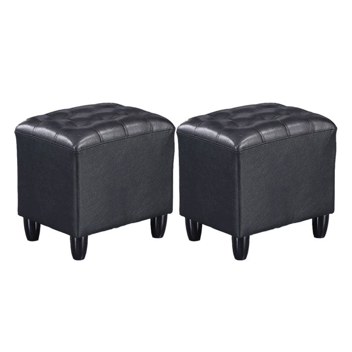 Faux Leather Black Standard Rectangle Pure Color Indoor Standard