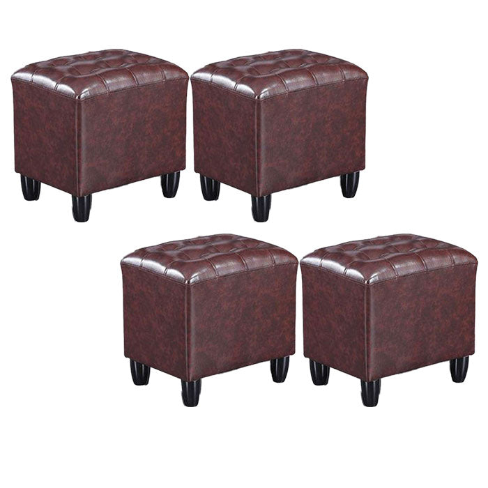 Faux Leather Black Standard Rectangle Pure Color Indoor Standard