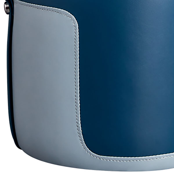 Faux Leather Pouf Round Patchwork Water Resistant Contemporary Pouf Ottoman