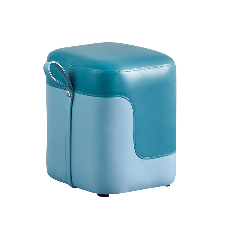 Modern Square Pouf Fade Resistant Contrast Color Faux Leather Pouf Ottoman