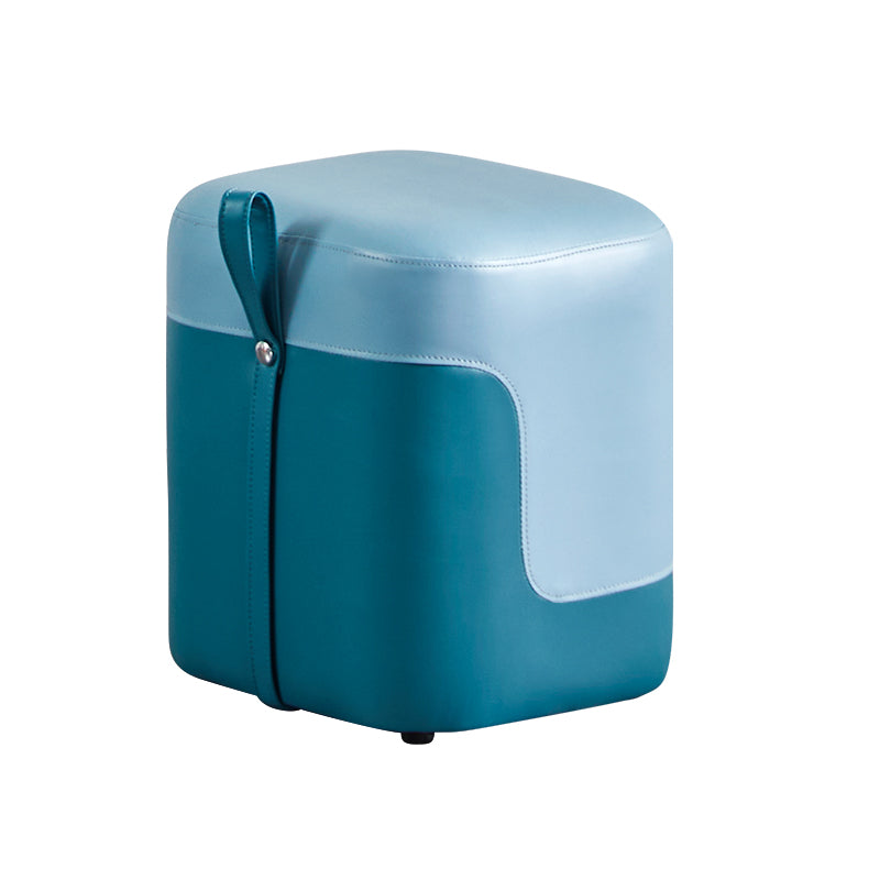 Modern Square Pouf Fade Resistant Contrast Color Faux Leather Pouf Ottoman