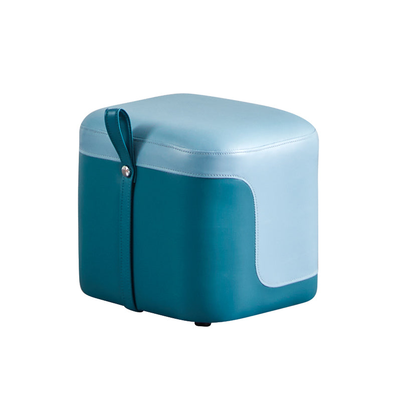 Modern Square Pouf Fade Resistant Contrast Color Faux Leather Pouf Ottoman