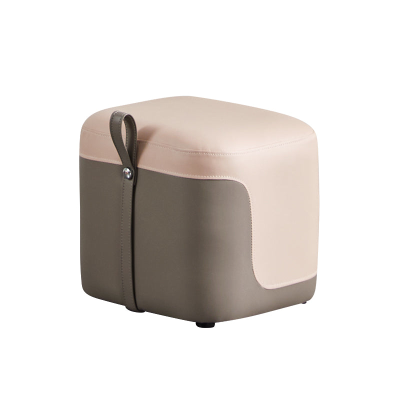 Modern Square Pouf Fade Resistant Contrast Color Faux Leather Pouf Ottoman