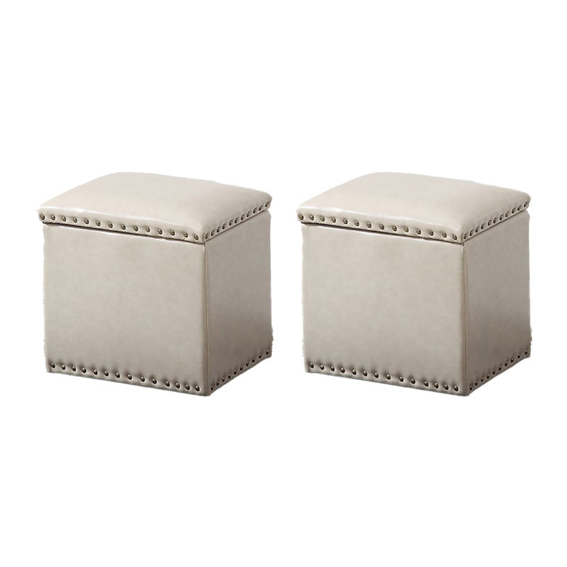 Modern Black Ottoman Leather Rectangle Ottoman for Living Room