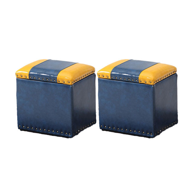 Modern Black Ottoman Leather Rectangle Ottoman for Living Room