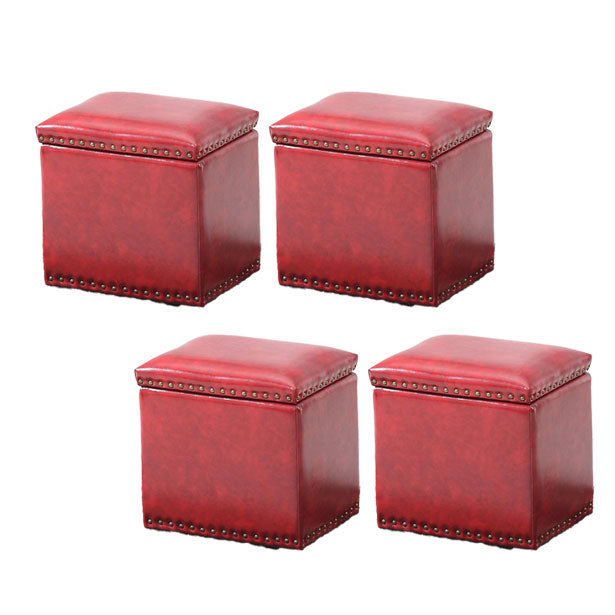 Modern Black Ottoman Leather Rectangle Ottoman for Living Room