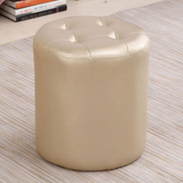 Tufted Ottoman Tear Resistant Faux Leather Contemporary Footstool Ottoman