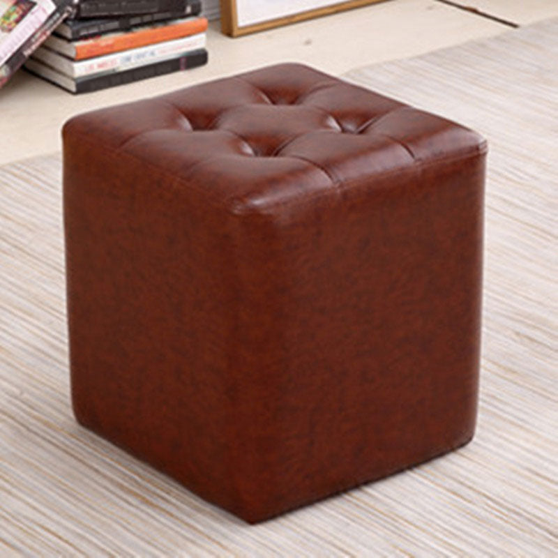 Tufted Ottoman Tear Resistant Faux Leather Contemporary Footstool Ottoman