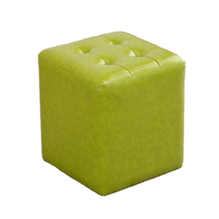 Tufted Ottoman Tear Resistant Faux Leather Contemporary Footstool Ottoman