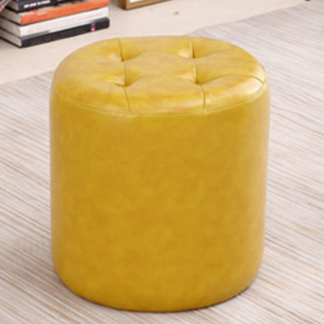 Tufted Ottoman Tear Resistant Faux Leather Contemporary Footstool Ottoman